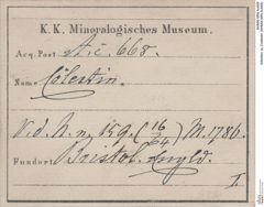 Etiketten zu Coelestin (NHMW-MIN-Ac668)